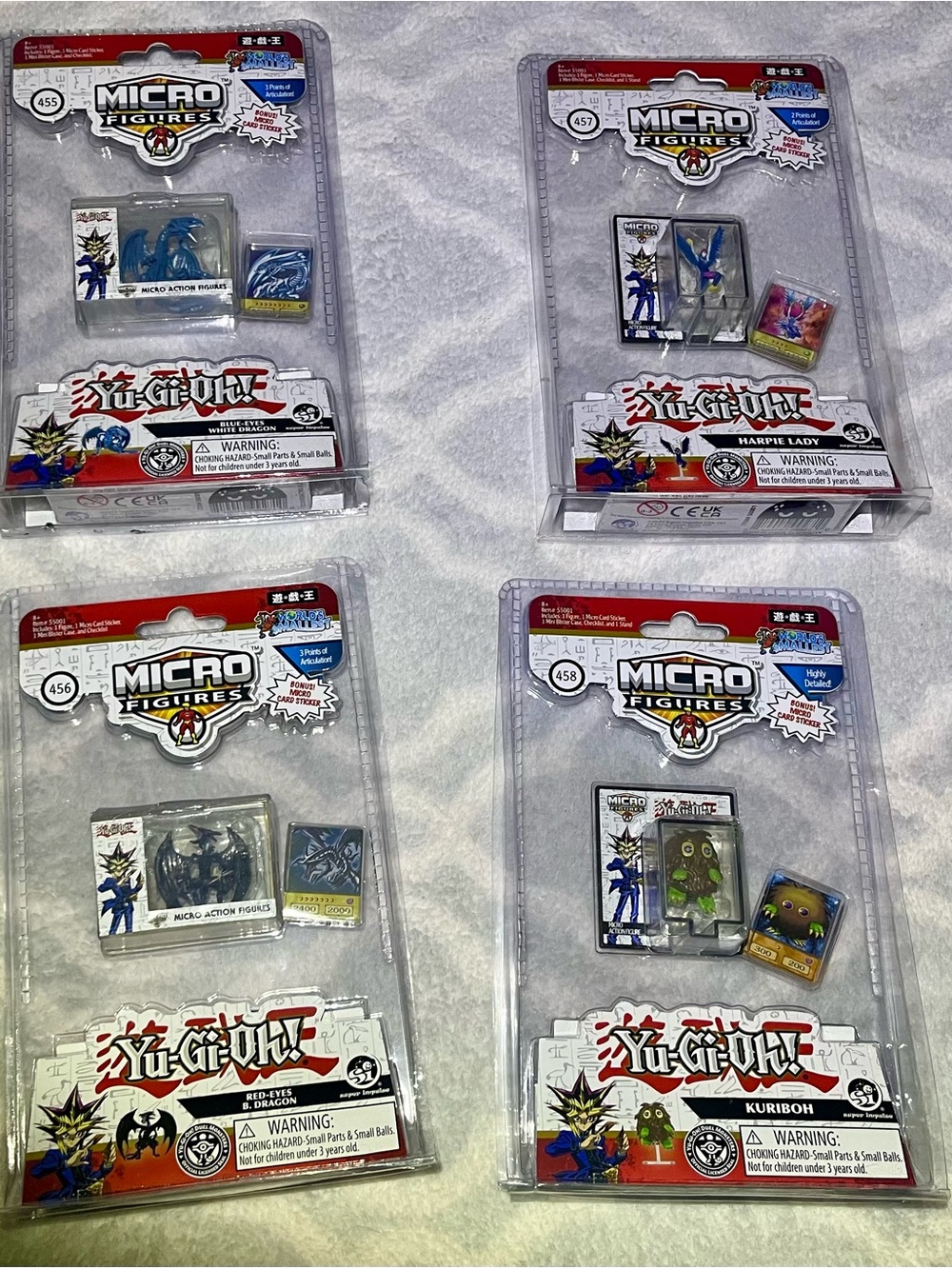 NIB! Yu-Gi-Oh! World’s Smallest Micro Figures #455, 456, 457, 458